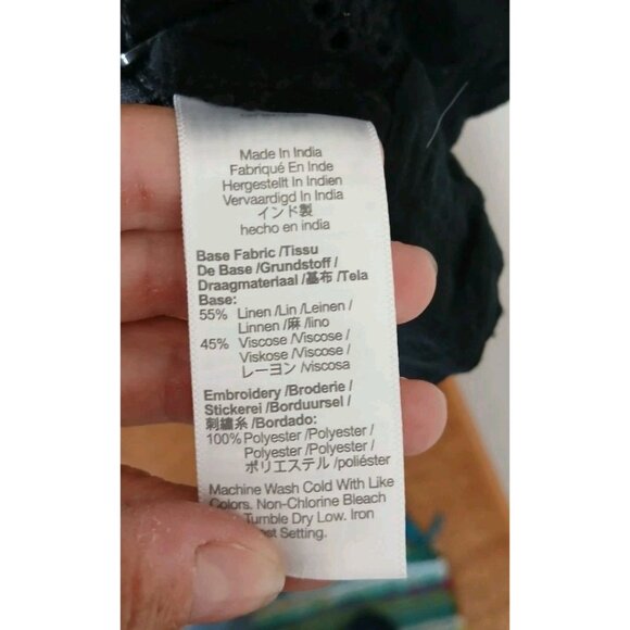 Madewell Long Sleeve Popover Top Eyelet Linen - Picture 6 of 9